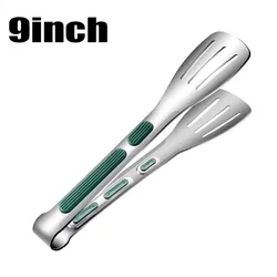 Premium Non-Slip Stainless Steel Food Tongs - Versatile Kitchen Tool for Grilling, Cooking, and Serving (1pc 9inch)