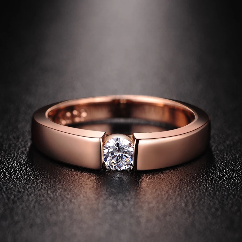 4.5mm Hearts and Arrows Cubic Zirconia Wedding Ring Rose Gold Color & Silver Color Classical Finger Ring R400 R406 finger ring silver ring wedding rings wedding ring gold color ring gold color rings