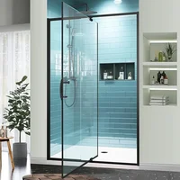 Shower Door, 44-48" W X 71" H, Semi-Frameless Sliding, 1/4" Clear Tempered Glass, Reversible Installat, Swing Glass Shower Door 2
