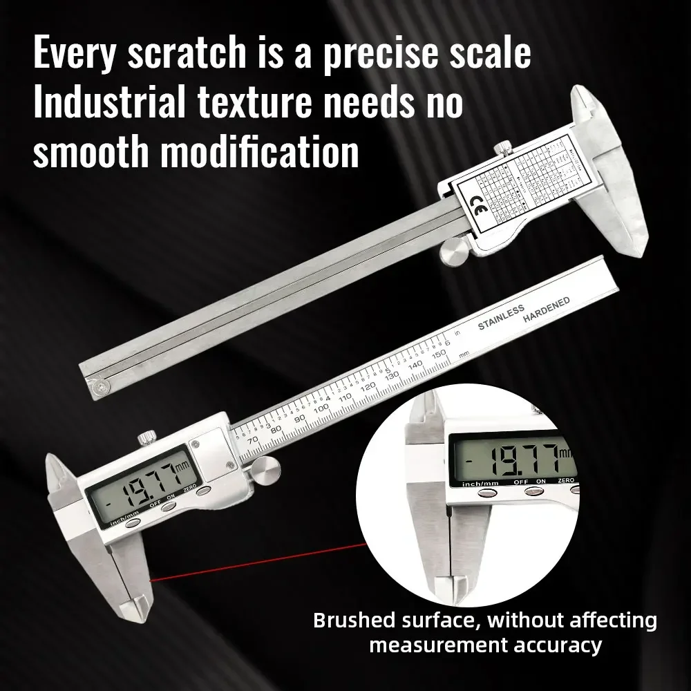 6-inch 150mm stainless steel electronic digital vernier caliper metal micrometer measurement without battery