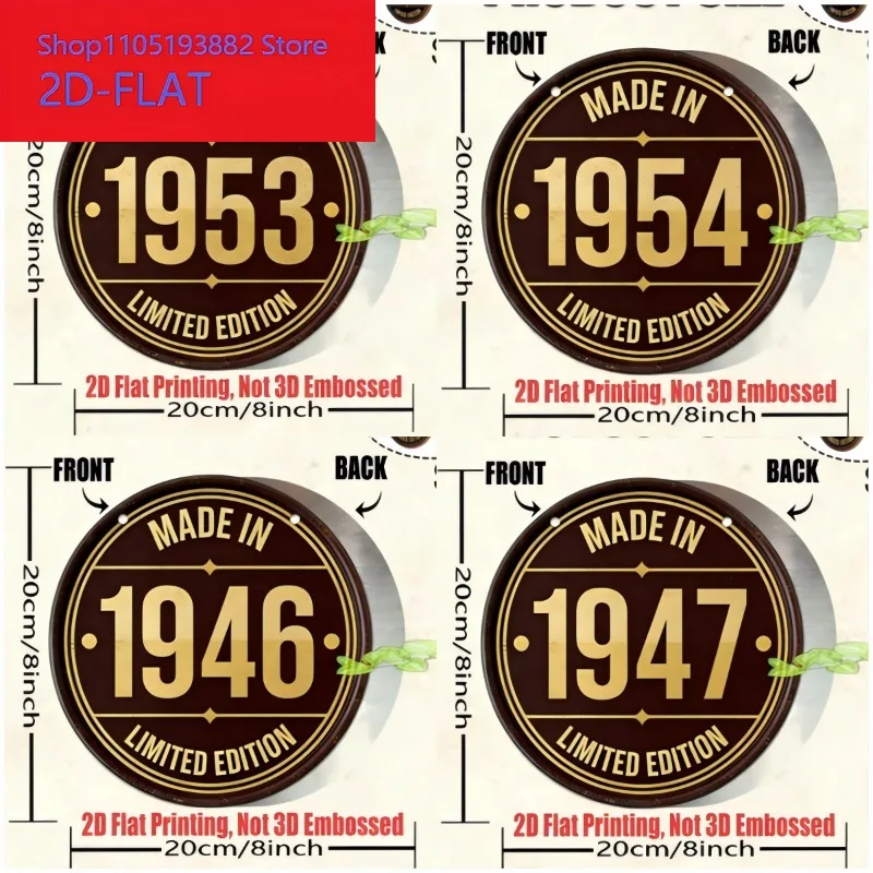 2D Flat, 1pc Retro Vintage 1940-1959 Wooden Sign -Artificial Wood Round ...