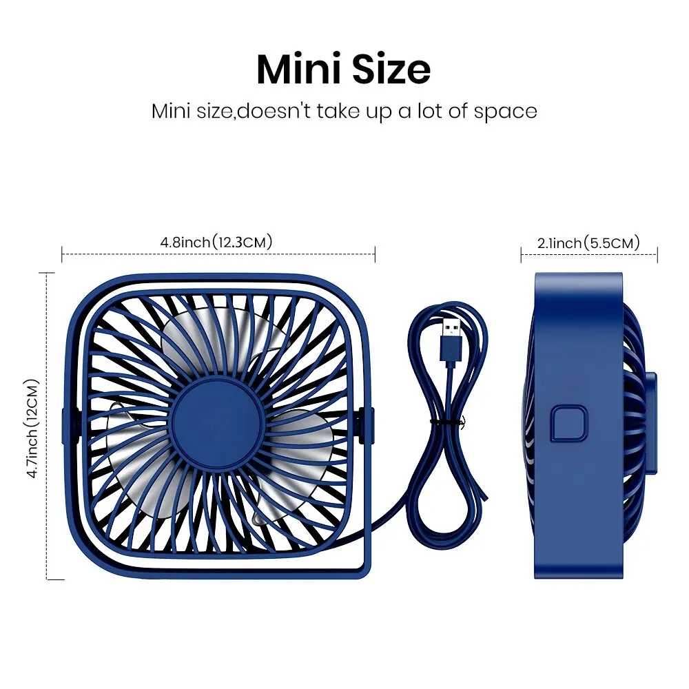 TOPK 미니 휴대용 선풍기, USB 데스크 선풍기 테이블, 조용한 3 단 바람 개인 선풍기, 360 ° 회전 헤드 스탠딩 팬, 방 캠핑 가정