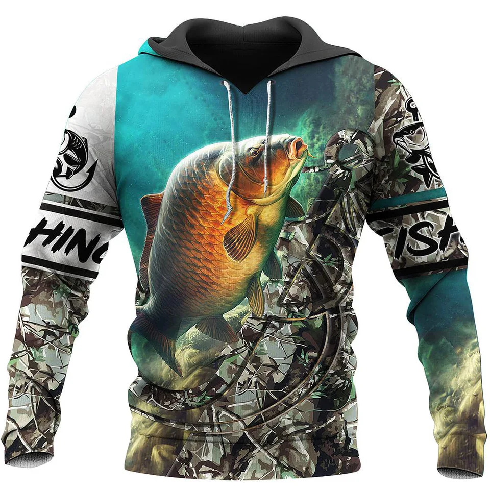 Sudadera Con Capucha Para Hombre Estampado Pesca De Lucio - Diseño 3D, Manga Larga, Bolsillo Canguro, Poliéster