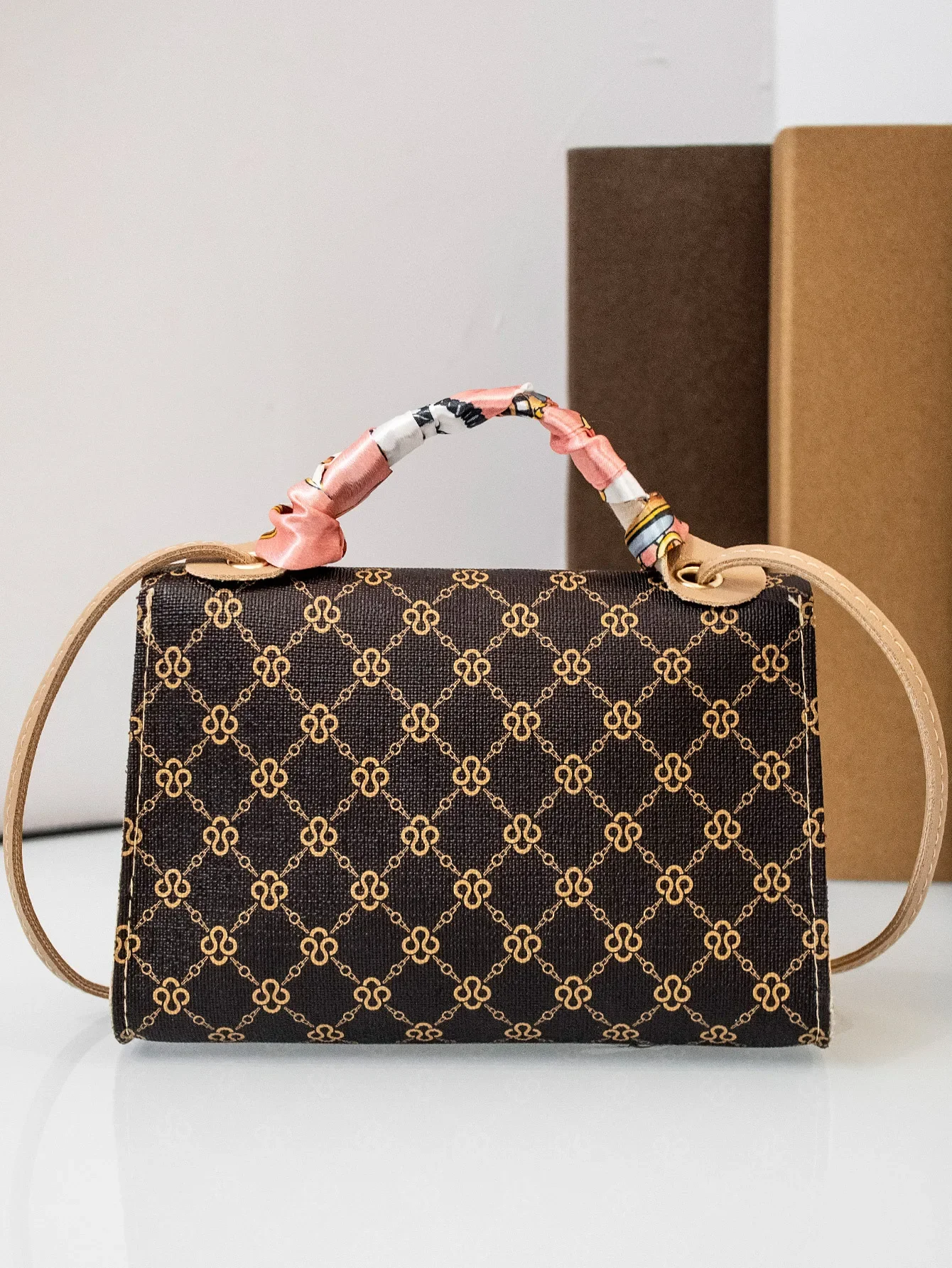 Vintageprinting 2022 New Style Single Shoulder Scarf Bag Small Square Casual Versatile Women's Bag Ultrafine Fiber Leather