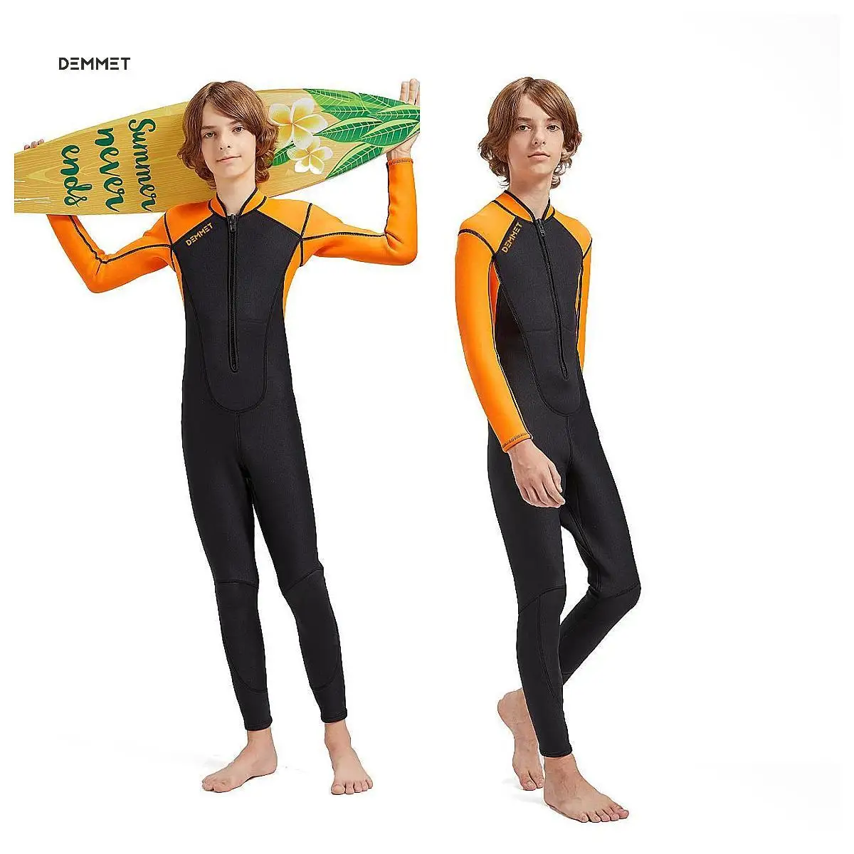 DEMMET Stylish Youth Wetsuit 1.5/3mm CRSC Neoprene Dive Suit for Boys Spring Surf Suit Diving Rash Guard Surfing 6-16 year