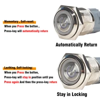 12/16/19/22mm Waterproof Metal Push Button Switch LED Light Momentary Latching Car Engine Power Switch 5V 12V 24V 220V Red Blue - Image 5