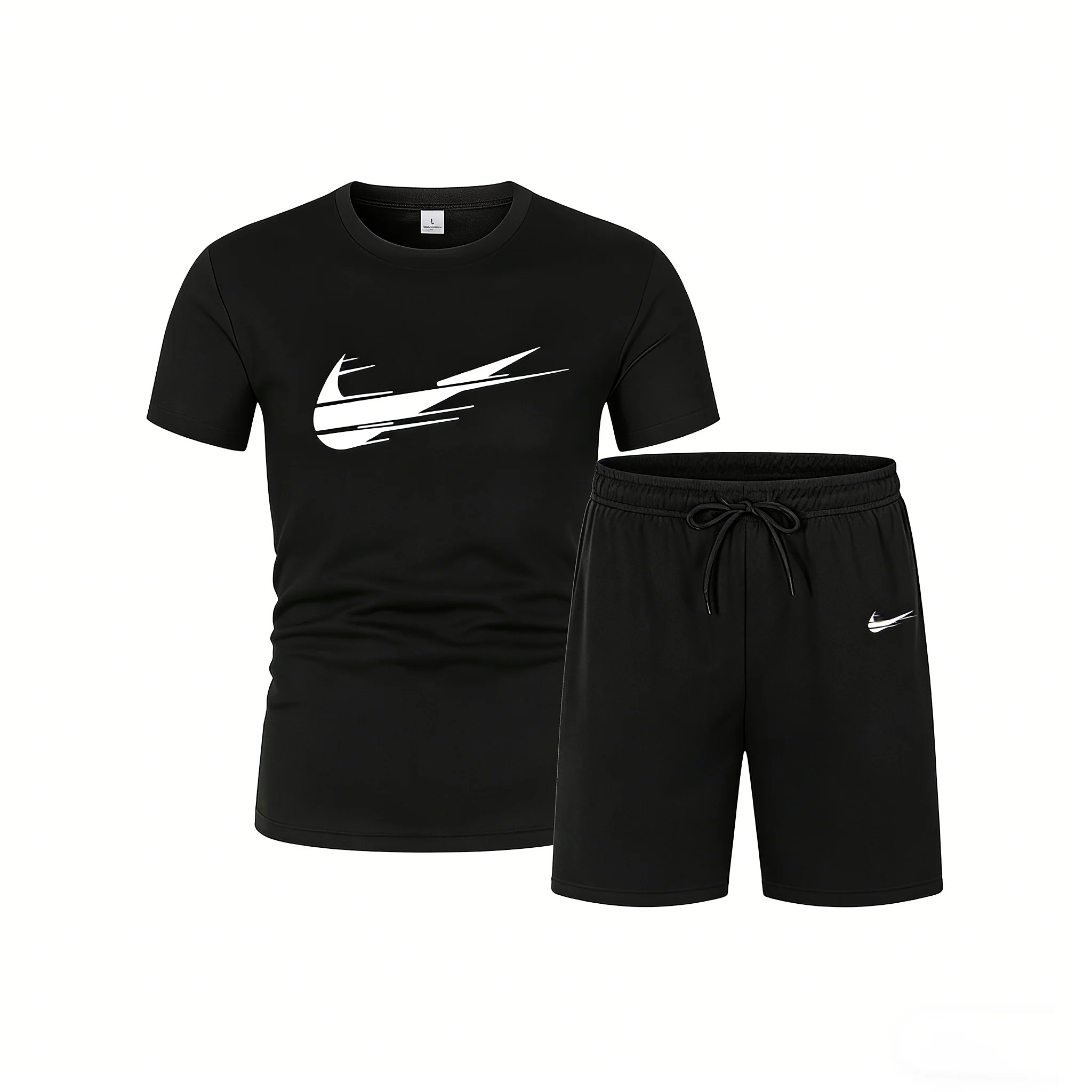 New men's two-piece set mesh T-shirt and shorts for sports, fitness training, running and quick-drying T-shirt set