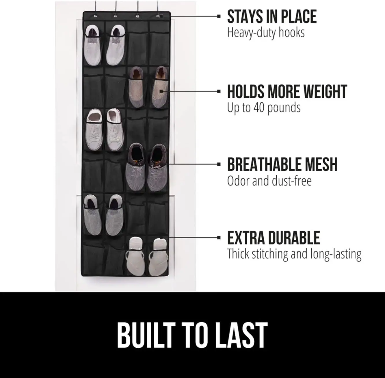 Description Picture 2 of item1x 24 Grid Wall-mounted Sundries Shoe Organiser Fabric Closet Bag Storage Rack Mesh Pocket Clear Hanging Over The Door Cloth Box