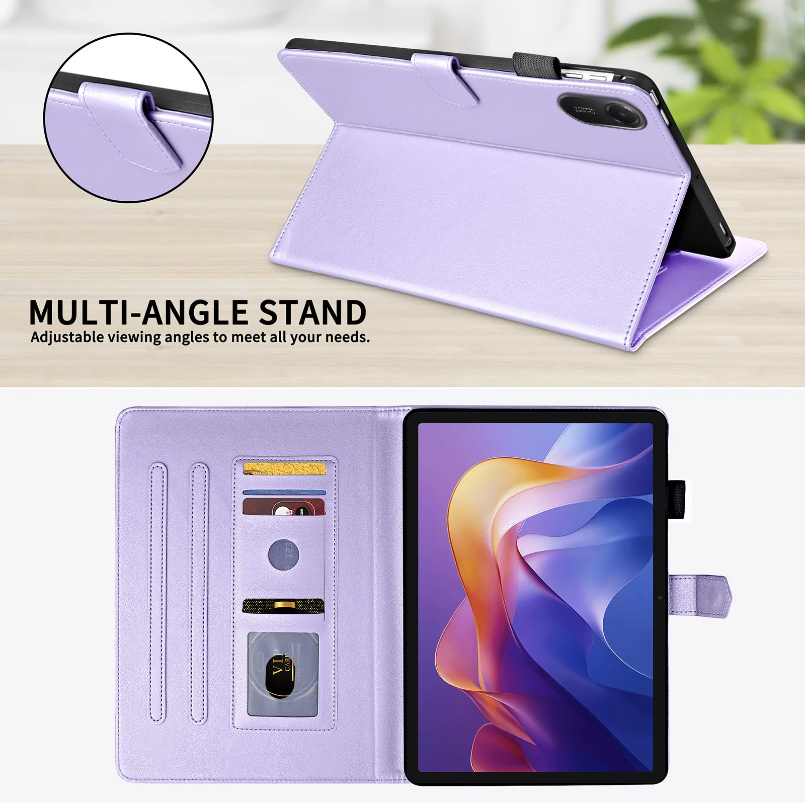 Leather Wallet Tablet Cover with Card Slot and Stand - Diamond Book Case