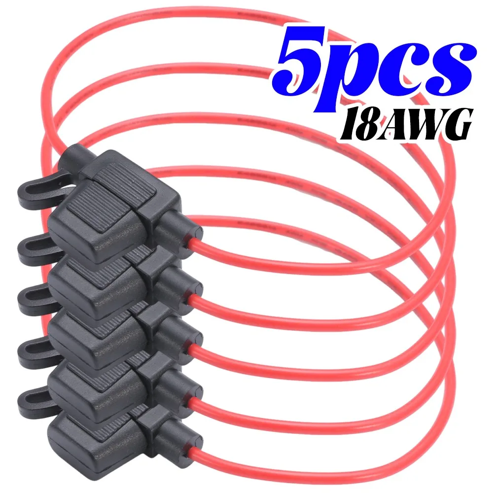 Car Fuse Holder Inline Mini Blade Socket Adapter Splash-proof Box 5Pcs 18AWG Waterproof Auto Fuse Box Replacement Accessories