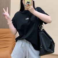 2026 New Letter Printing Short-sleeved Women T-shirt Trendy Temperament Casual Versatile Short-sleeved Clothing Heavy 1