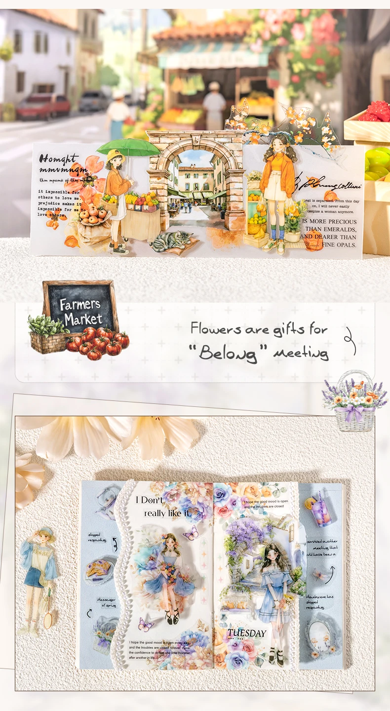 65mm * 2m 1pc PET Mädchen Landschaft Band Kreativität Scrapbooking Junk Journal Kreative Schreibwaren DIY Deco Aufkleber schule Liefert – Detail 13