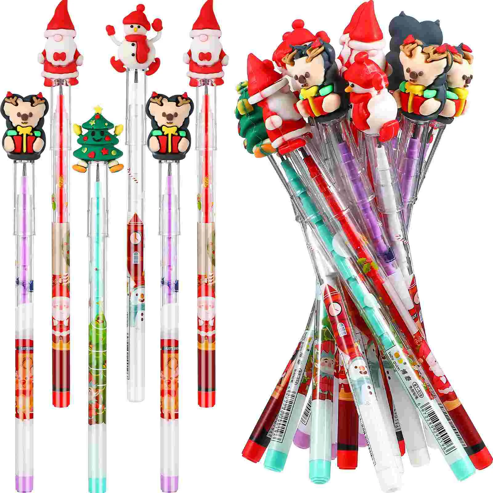 Stackable Pencils For Kids Kids Bulk Christmas Gift Crest Multi Point Push  Tip Pvc Stacking Cute Child