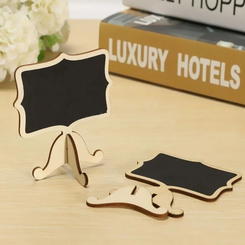 10PCS Mini Card Wooden Small Blackboard Desktop Message Decoration Single-sided Crafts School Presentation Label Table Decor Writing Board