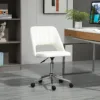 Ergonomic Velvet Armless Computer Swivel Upholstered Chair W/ Open Back White 2