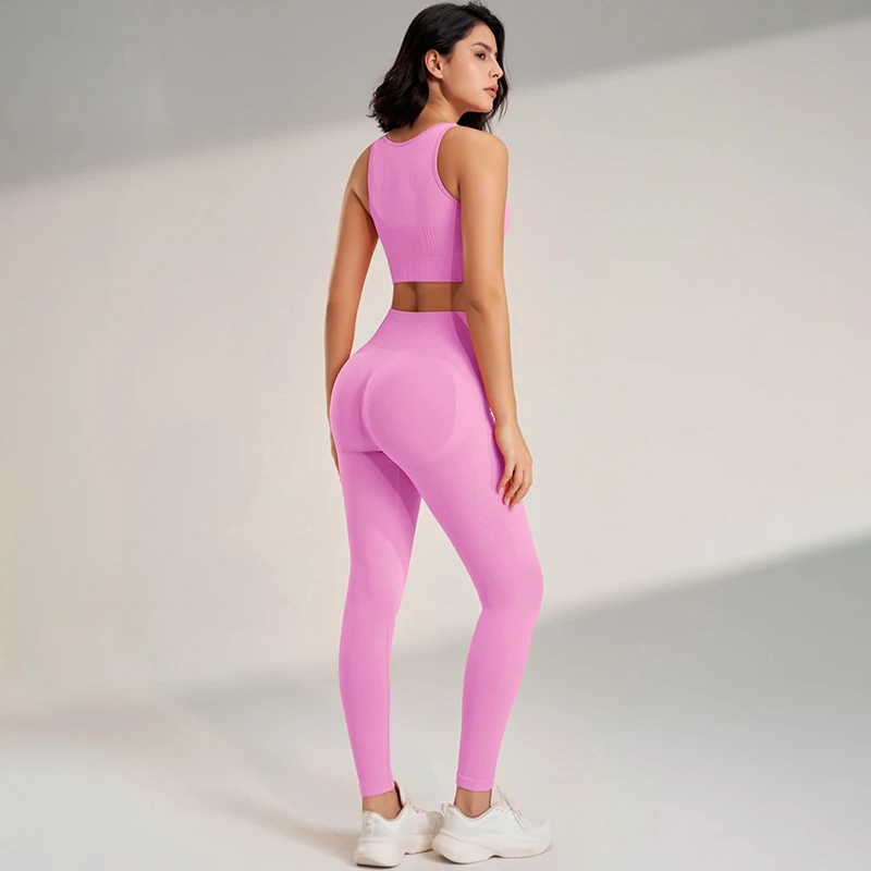 Yoga Clothing Set Women's High Waisted Leggings and Top Two Piece Seamless Fitness Exercise Clothing Fitness Underwear plus size 4