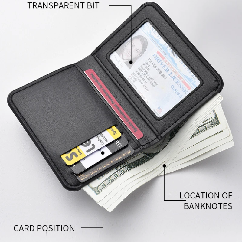 1Pc Ultra-thin Mini Soft PU Leather Credit Card Wallet Holder Short Vertical High Quality Men's Wallet Card Holder Luxury Purse 2
