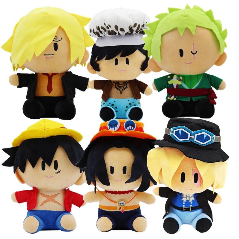 20cm One Piece Plush Stuffed Toys Luffy Sabo Sanji Law Zoro Ace Cartoon Anime Figures Cute Doll Kids Birthday Gifts Kawaii Decor cartoon anime model one piece action figures kimono luffy zoro sanji nami nico robin car ornaments figurines decor children toys