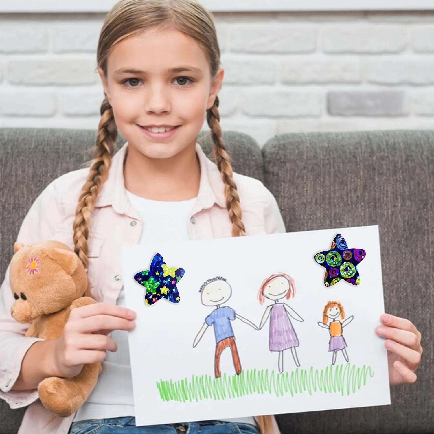Blue Star Stickers Roll - Cartoon Starry Sky Rewards and Party Gift