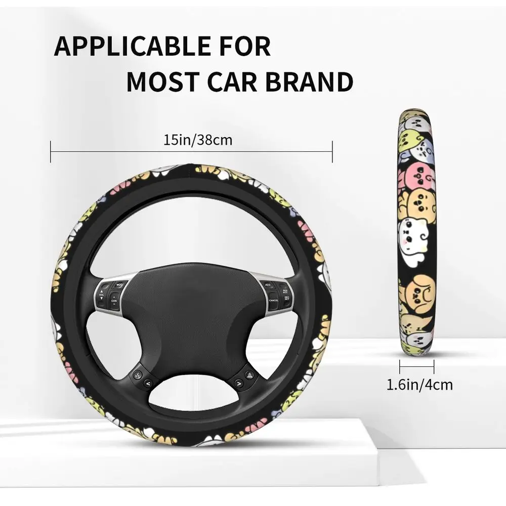 37-38 Lenkradbezüge Korea Kpop Niedliches Cartoon-Gummiband Geflecht auf der Lenkradabdeckung Buntes Autozubehör – Detail 11
