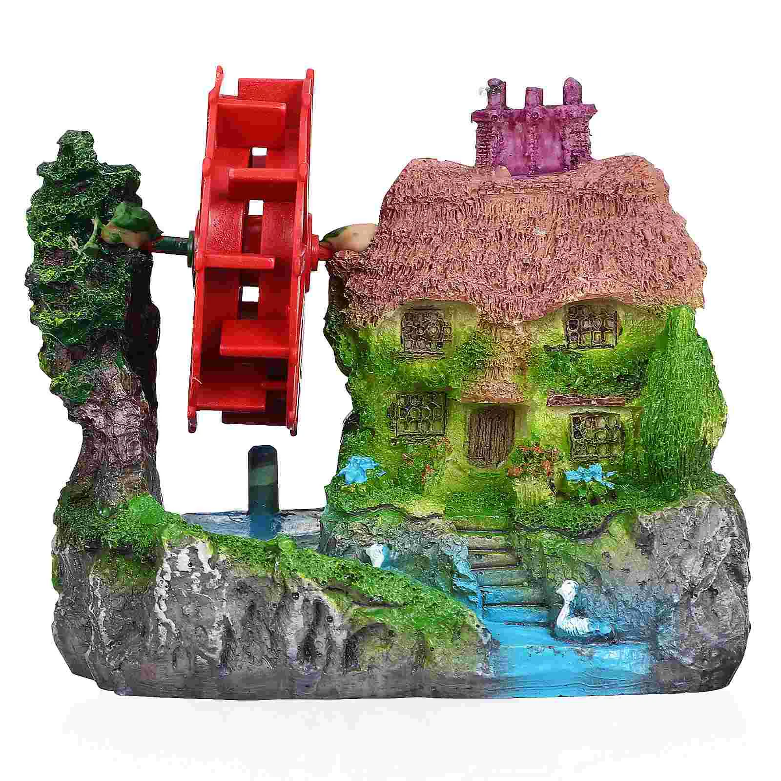 

Fish Tank Supplies Ornament Aquarium Miniature Decoration Resin Garden Crafts Simulation Water Wheel For Micro Scene