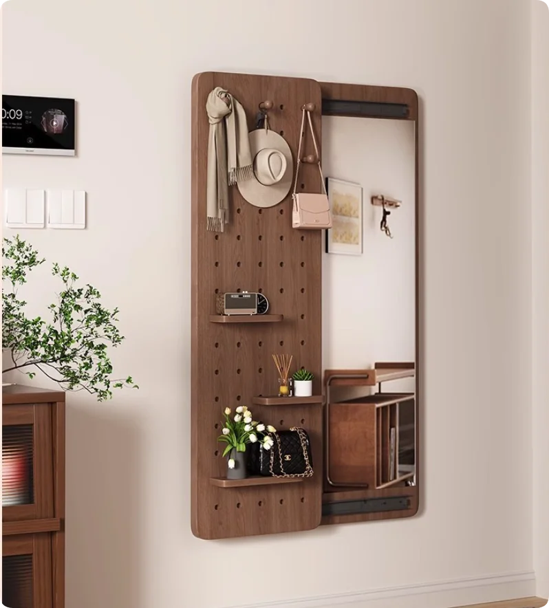 Pegboard Wall Mirror With Coat Hooks Wall Mounted Coat Rack