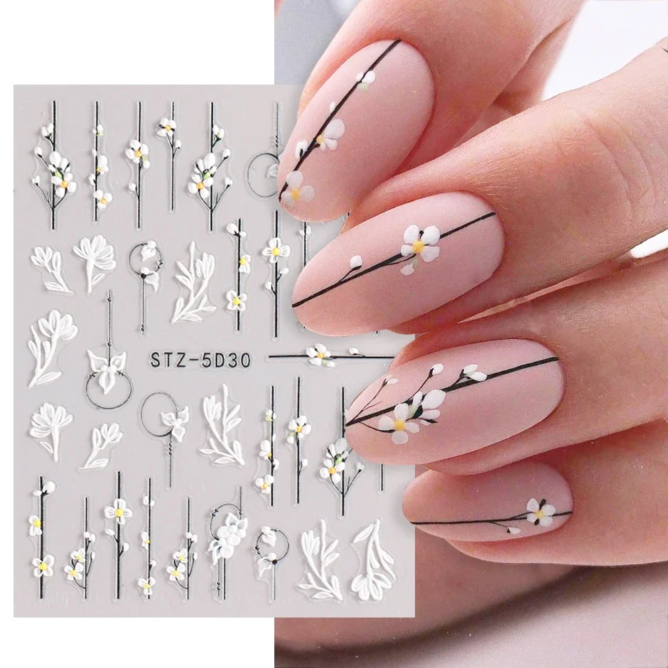 5D Flower Nail Stickers Wedding Design Adhesive Sliders Summer Decoration, nail stickers,nail art decoration,nail decals,flower stickers