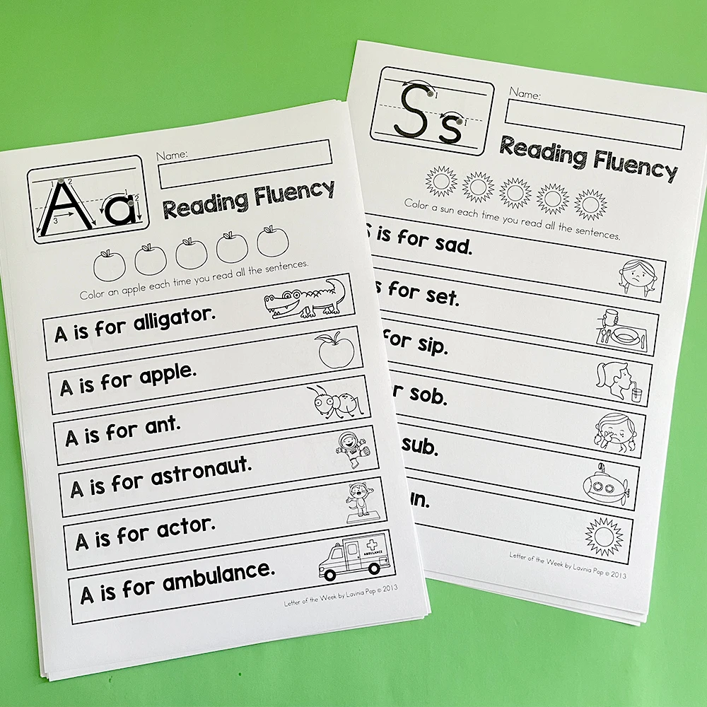 26 Pages English Letters Phonics A-Z Reading Fluending Montessori Alphabet Children's English Early Education worksheet 5