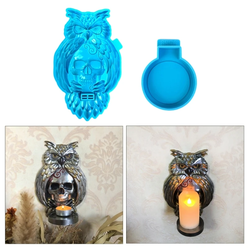 

Owl Skull Candle Holders Silicone Mold Crystal Dropping Mold DIY Halloween Epoxy Resin Mould Durable Owl Skeleton Moulds