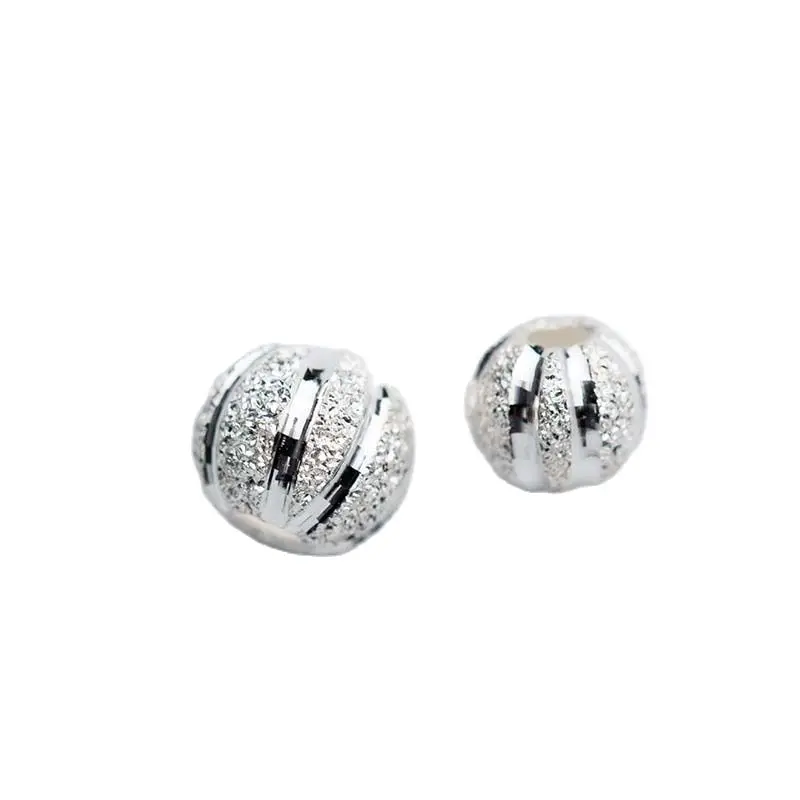 5pcs/Lot 925 Sterling Silver Craft Round Big Hole Spacer Beads 5mm 6mm Matte Pumpkin Charm Beads DIY Jewelry Making Bracelets sterling silver jewelry charm bead sterling silver beads beads jewelry sterling silver beads charm