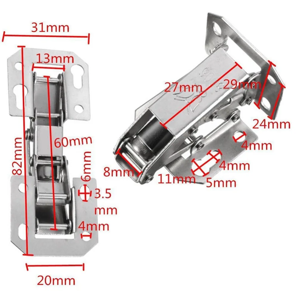 Cabinet Hinges 3 Inch No-Drilling Hole Bridge Shaped Spring Hinge Cupboard Door Hardware With Screw#288741 Practical 90 Degree stainless steel hinges,door hinges