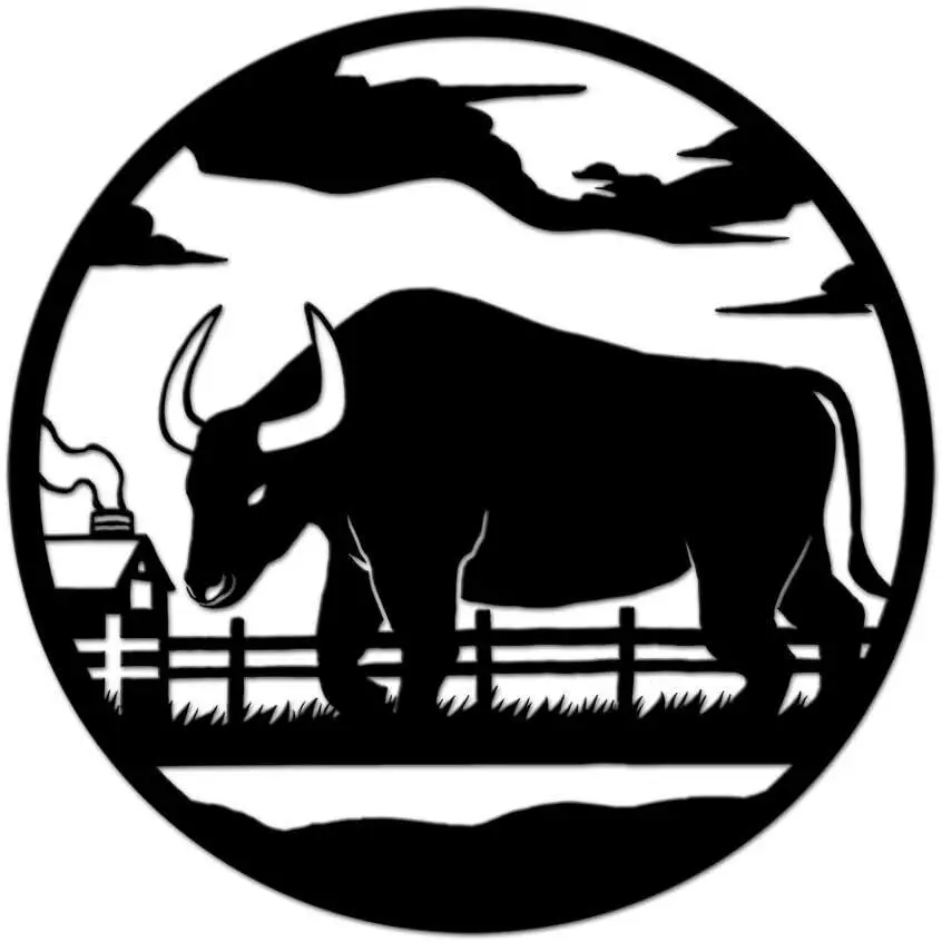 

Farm Metal Wall Art Bison Buffalo Scenic Art Wall Sculpture Farm Animal CattleLiving Room/Home Decoration