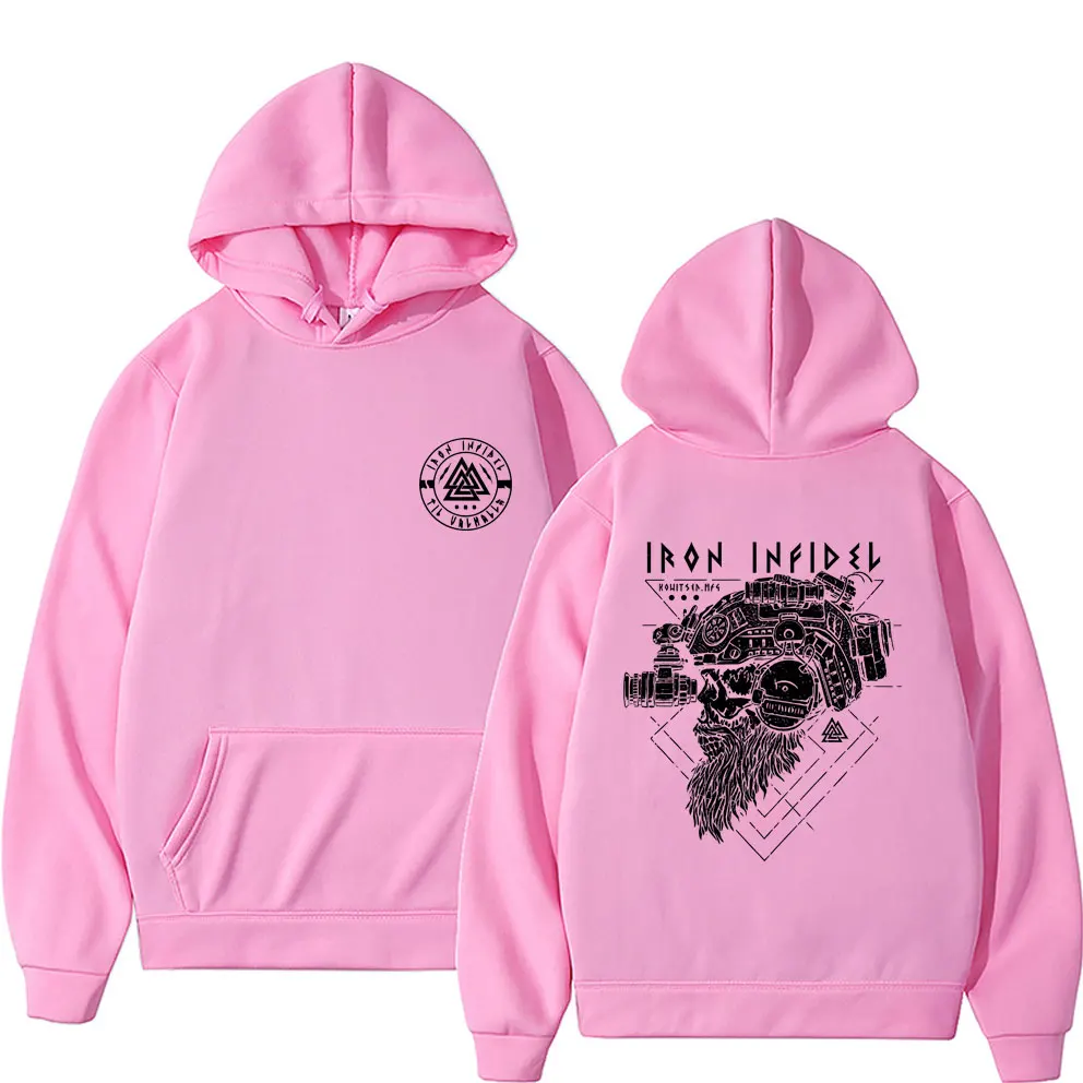 Til Valhalla American Beard Warrior Tactical Skeleton Graphic Hoodie Men Women Fashion Oversized Sweatshirt Male Casual Hoodies
