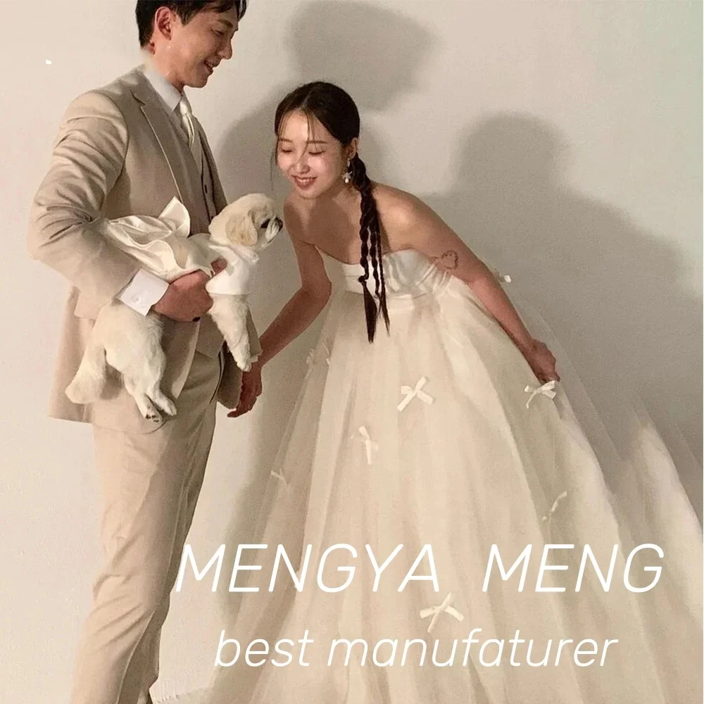 Customized Fairy White Princess Wedding Dresses Bow Appliques Bridal Gowns Formal Photoshoot Bride Dresses For Korean customized