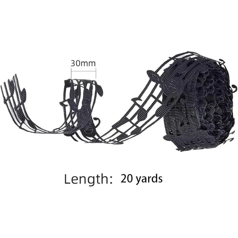 Music Note Ribbon 20 Yard Music Party Decoration 30mm Rock and Roll Party Decorations Hollow Cut Out Note Clothing Trim music note ribbon