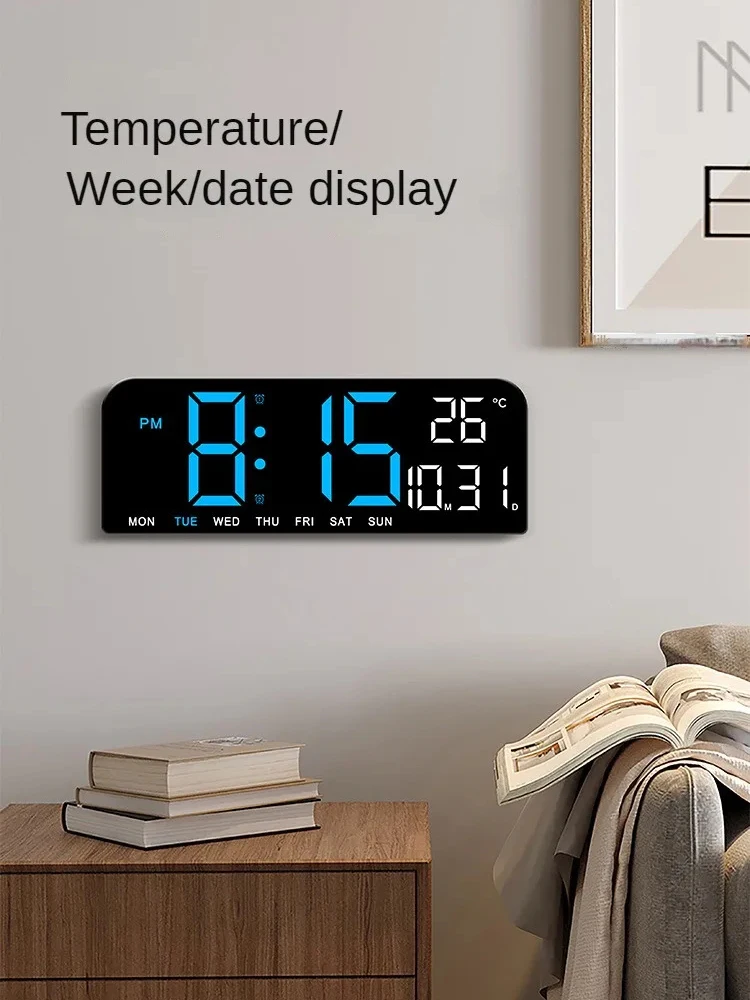Large Digital Wall Clock Temperature and Date Week Display Night Mode Table Alarm Clock 12/24H Electronic LED Timing Func wall clock digital wall clock