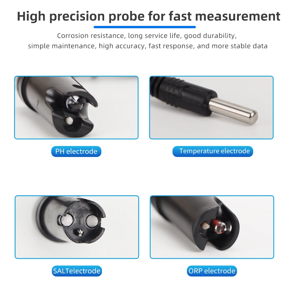 8 in1 Wifi Water Quality Tester Digital Display PH ORP EC CF TDS SALT S.G Temperature Sensors Meter Multifunction Smart Monitor 5