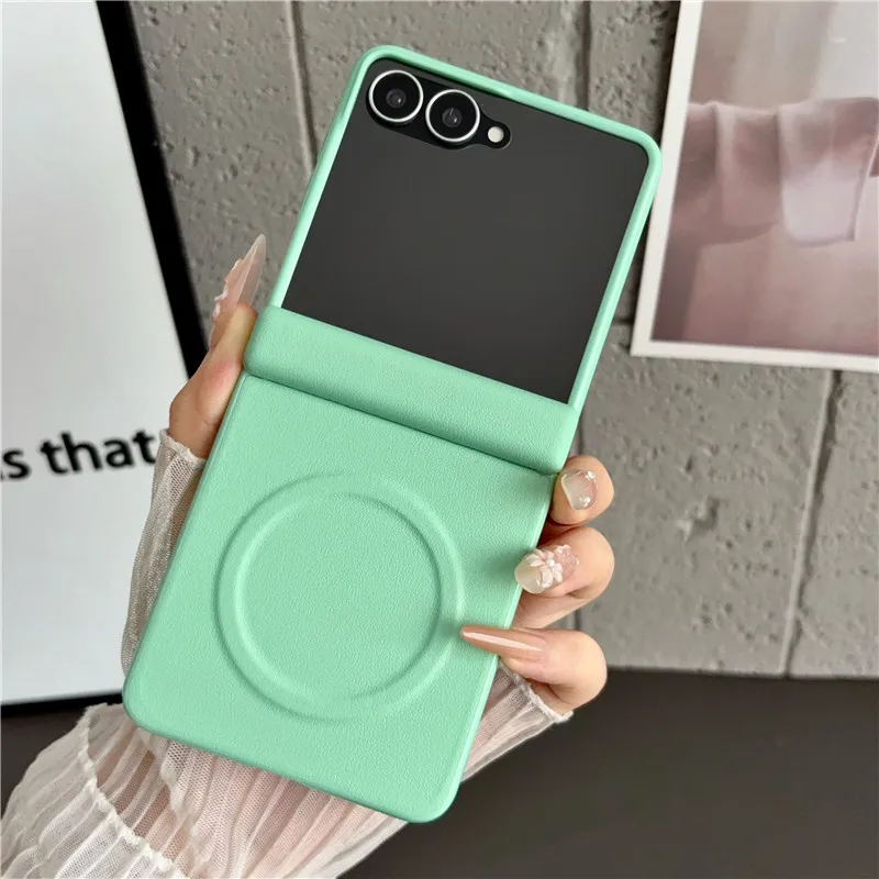 Fashion Magnetic PU Leather Candy Color Anti-Fingerprint Non-Slip Ultra-Thin Phone Case Cover