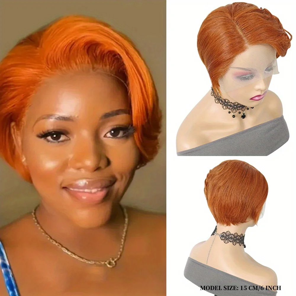Straight Human Hair Wigs 6inch1b/99J Color 13x4x1 T Part Lace Frontal Wig Short Layered for Black Women Side Part Wigs