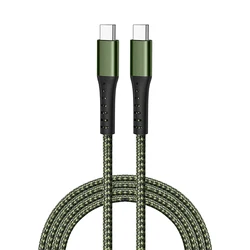 Durable Nylon Braided Fast Charging USB C to USB C Data Cable for 1m (Green)