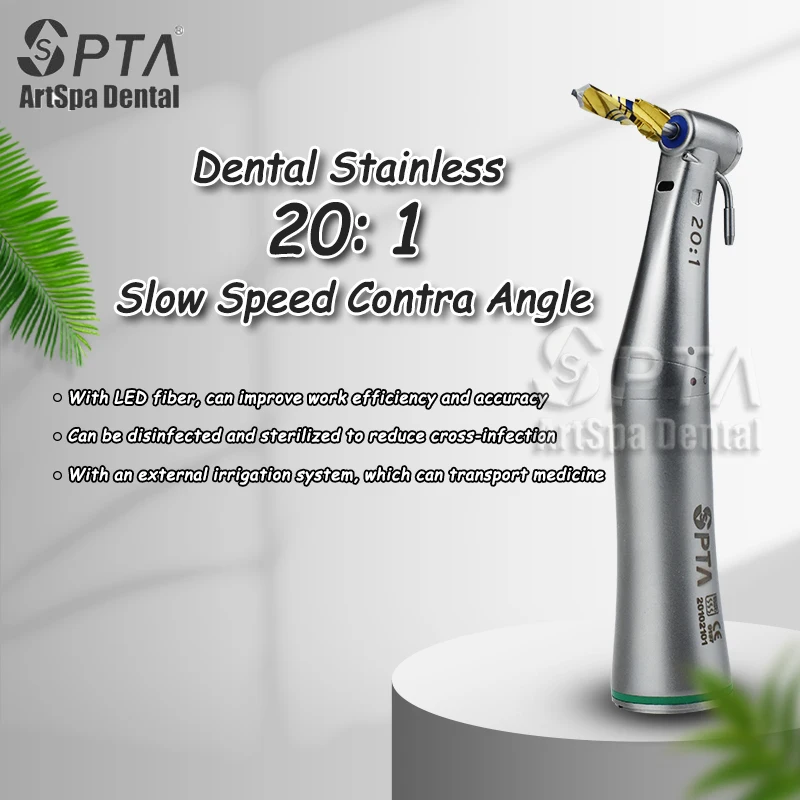 

Experience precision and efficiency with the Dentist Implant SPTA 20:1 Contra Angle Handpiece featuring LED Fiber Optic System