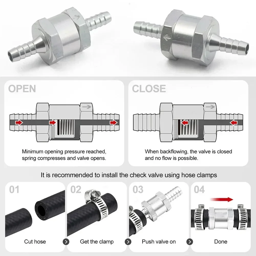 HUB Sports Aluminium Alloy Non Return Check Valve One Way Fuel Petrol Diesel Oil Water For Carburettor Fuel Systems EPAA22G01KM