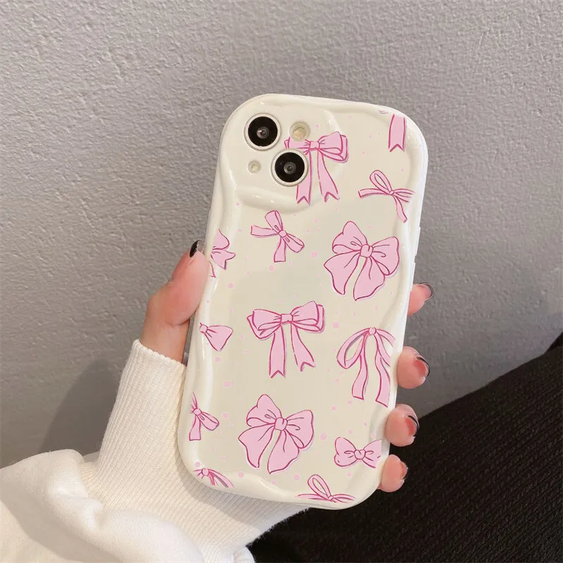 Bow Curly Protective Phone Case Cover