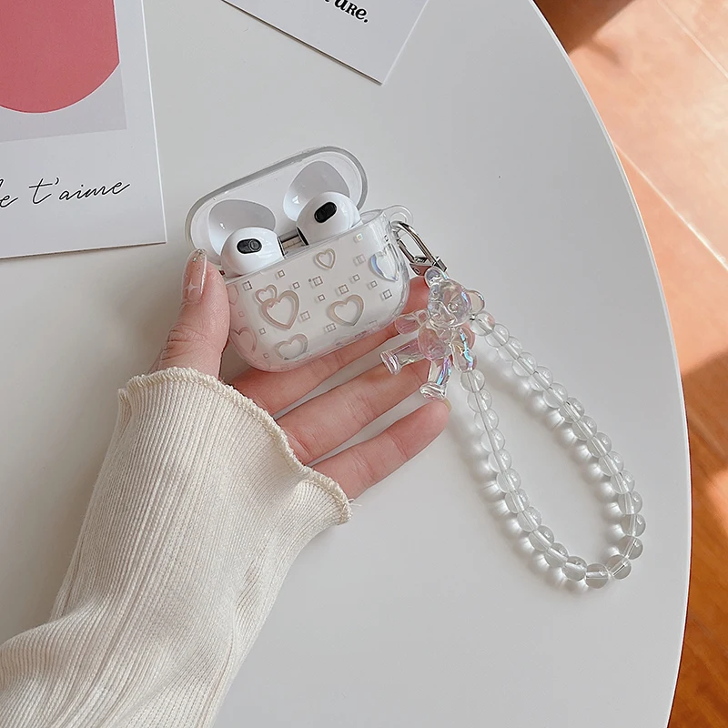 Glittery Cartoon Love Heart Case for AirPods