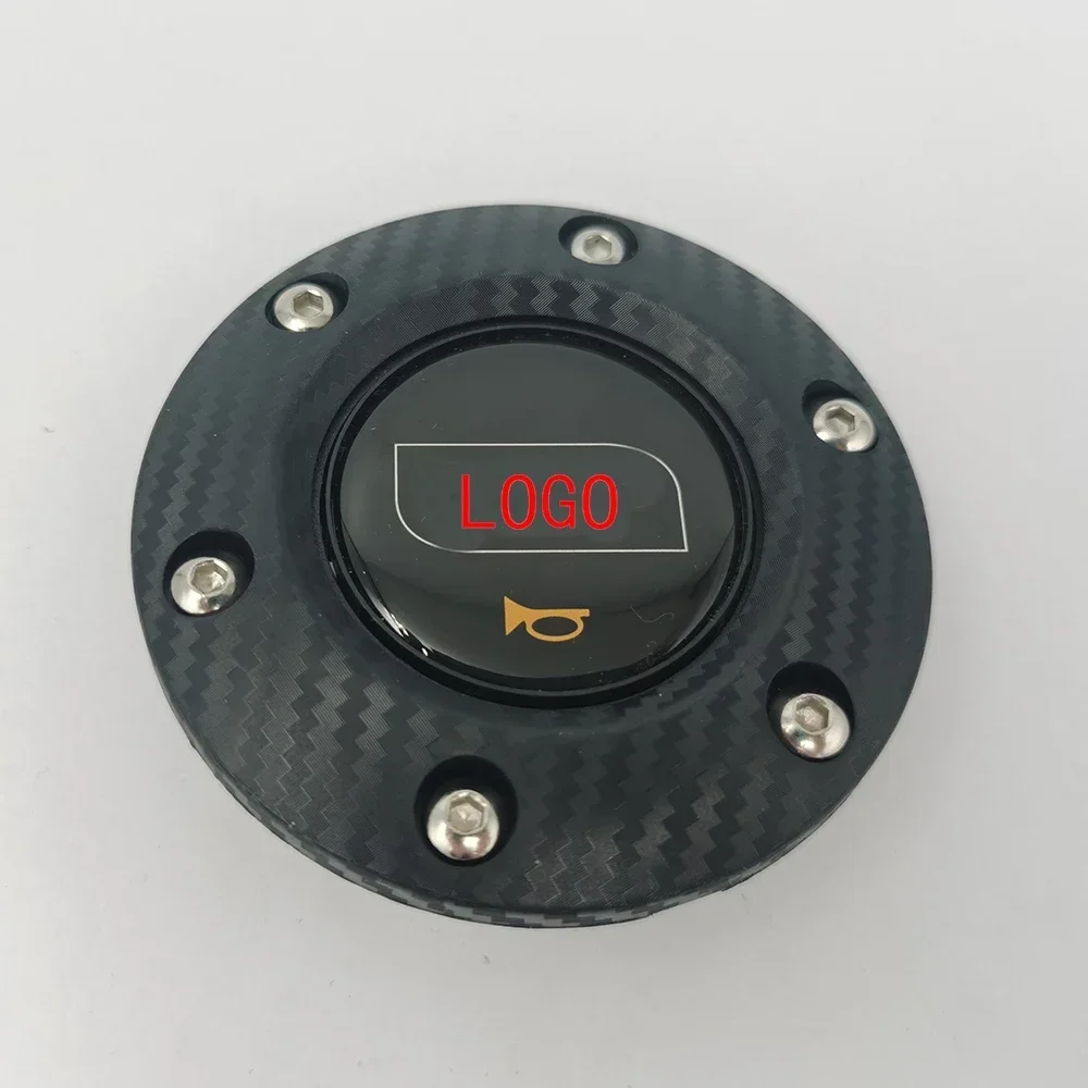 Universal Auto Hupe Racing Auto Lenkrad Hupenknopf Kohlefaser Muster Hupenknöpfe sind leichterer reagierend neue Marke – Detail 1