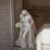 Luxury Muslim Wedding Dresses Mermaid Woman's Long Sleeve High Neck Satin Formal Bride Gowns Elegant Vestido De Novia Customized 1