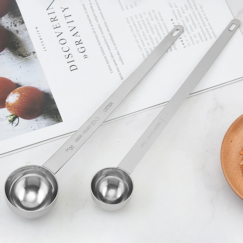 Coffee Scoops Long Handle Stainless Steel Milk Coffee Powder Scoop Measuring Spoon Fits Container for Ground