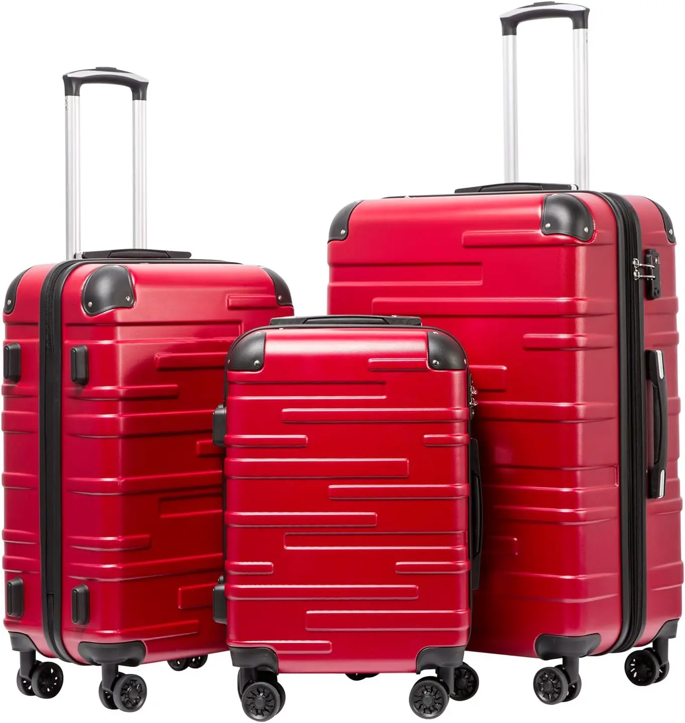 

Coolife Luggage Expandable(only 28") Suitcase 3 Piece Set with TSA Lock Spinner 20in24in28in (red)