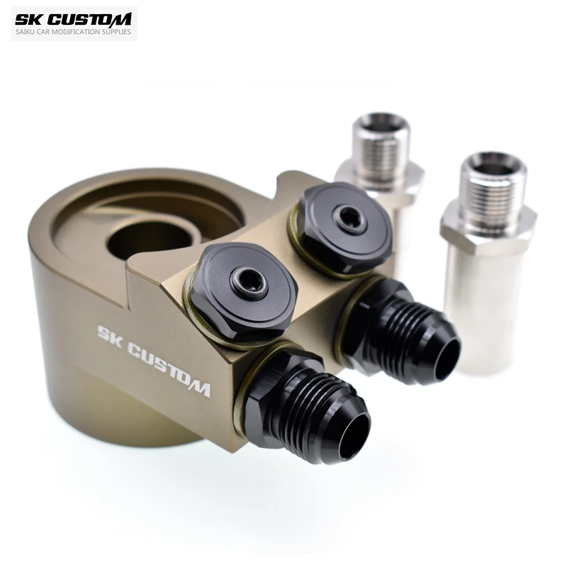 

SK CUSTOM Engine Radiator Adapter Oil Cooler Filter Sandwich Plate Thermostat Adaptor GT86 BRZ AN8 AN10 Aluminum Alloy CNC