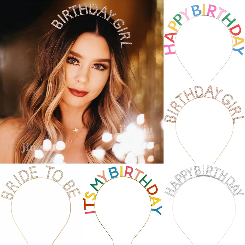 Geburtstag Strass Kronen Haarbänder für Frauen Mädchen Kinder Geschenke Stirnband Party Dekoration Alles Gute zum Geburtstag Kopf Zubehör